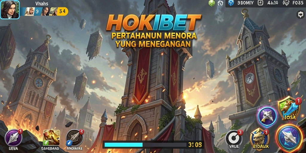 Tangkapan layar HOKIBET menampilkan gameplay menara pertahanan yang menarik.