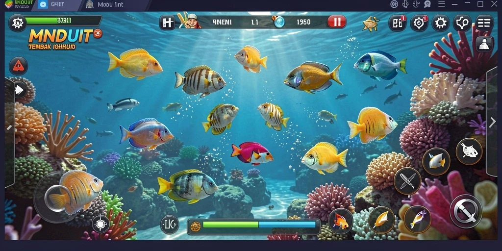 Screenshot MNDUIT menunjukkan aksi seru dalam permainan Tembak Ikan.