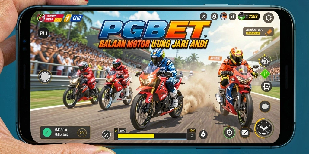 Tangkapan layar PGBET menunjukkan aksi balapan motor yang mendebarkan.