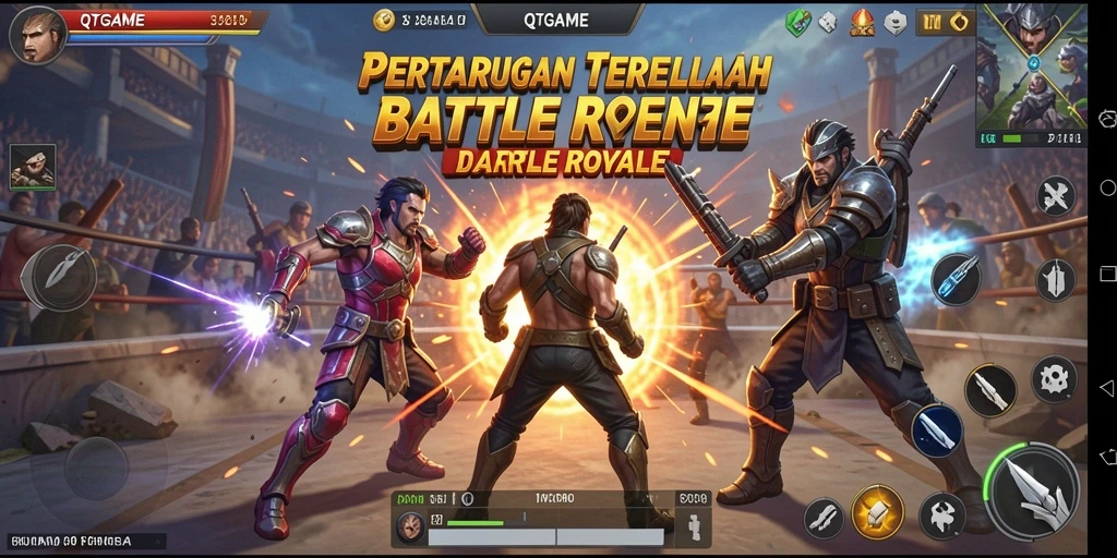 Gameplay seru dan mendebarkan di QTGAME Battle Royale.